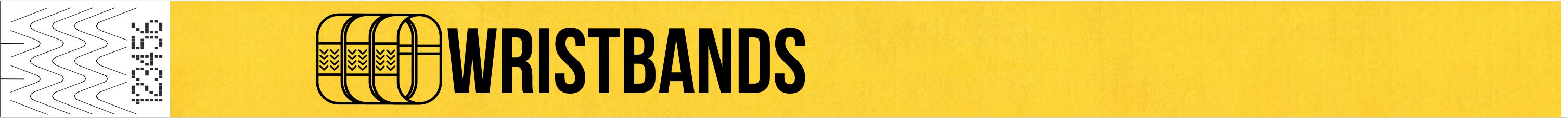 Black print on a yellow Tyvek wristband