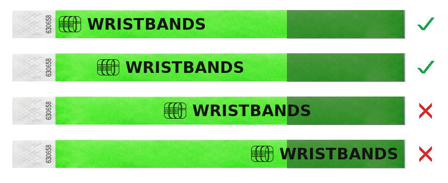 Artwork on the left — always visible. / Artwork on the right — covered on the wrist.
